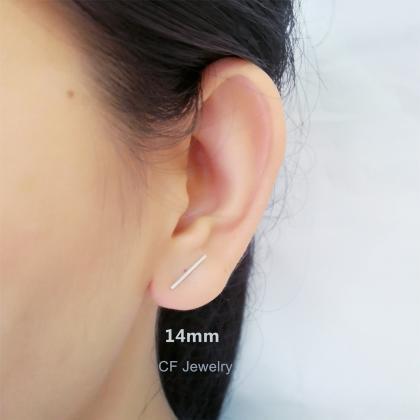 6mm Thin Bar Stud Earrings Silver Bar Earrings..