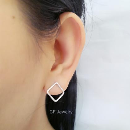 Diamond Shaped Studs, Geometric Earrings..