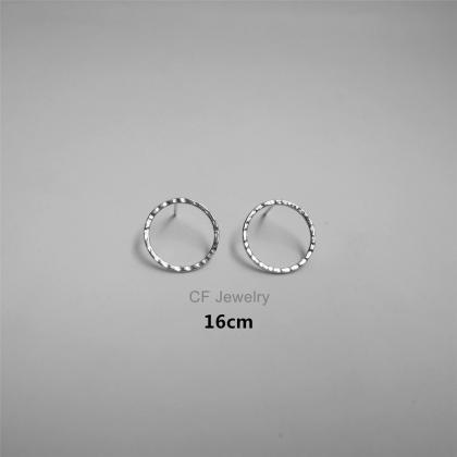 Large Circle Stud, Open Circle Earrings, Hammered..