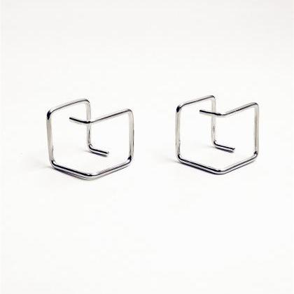 Cube Earrings Silver Geometric Cube Earrings Cube..
