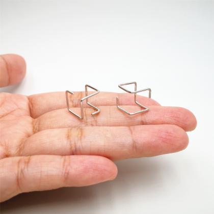 Cube Earrings Silver Geometric Cube Earrings Cube..