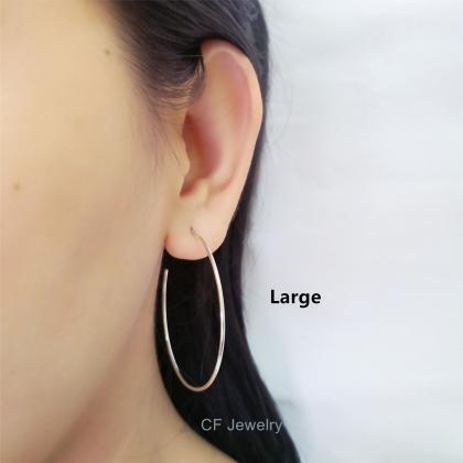 Thin Hoop Earrings/thin Wire Hoops-gold, Silver Or..