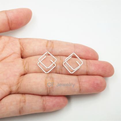Geometric Earrings,diamond Shaped Hoops,square..