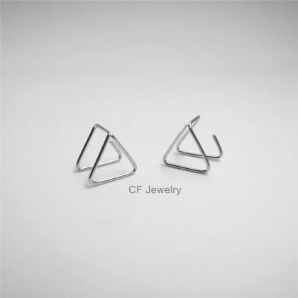 Geometric Triangle Earrings, Triangle Hoops,..