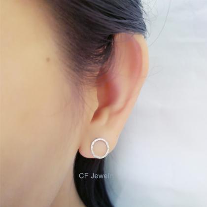 Circle Stud Earrings -silver, Rose Gold Or Gold..