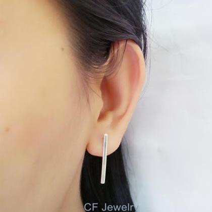 Long Bar Earrings silver Rose Gold Or Gold Bar Earrings