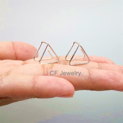 Gold Triangle Earrings Silver Triangle Hoop..