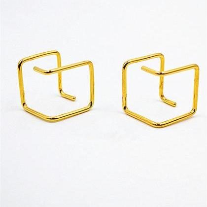 Cube Huggie Earrings Gold Or Rose G..