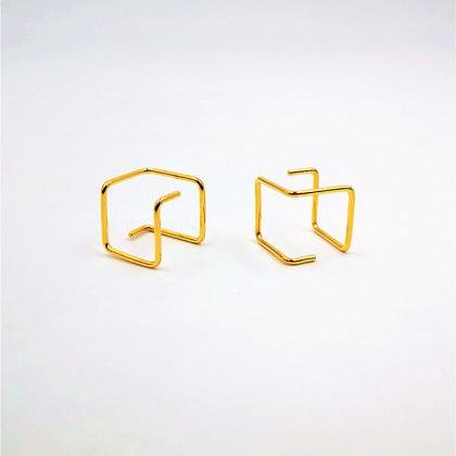Cube Huggie Earrings Gold Or Rose G..