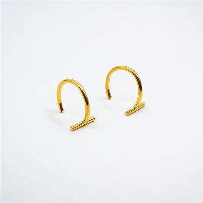 Bar Huggie Earrings Gold Or Rose Gold Hugging Hoop..