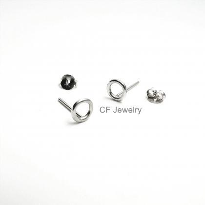 Sterling Silver Open Circle Stud Ea..