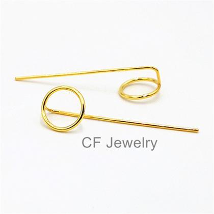 Circle Threader Earrings Gold Or Rose Gold Long..