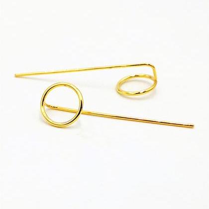 Circle Threader Earrings Gold Or Rose Gold Long..