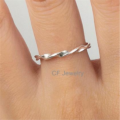 Twisted Ring Sterling Silver Stacki..