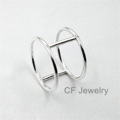 1.3mm Silver Cage Ring Gold Double Bar Ring Silver..