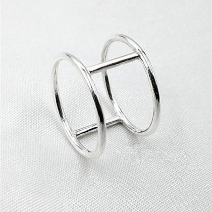 Double Bar Ring Sterling Silver Cage Ring Double..