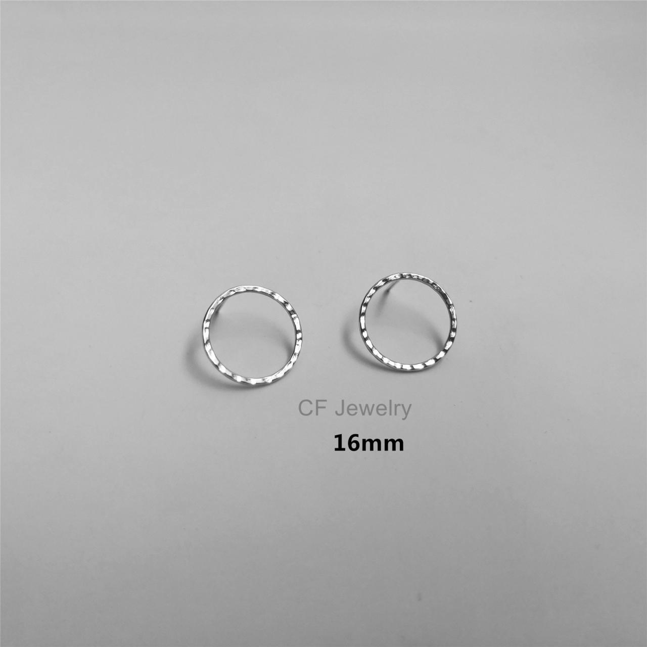 Large Circle Stud, Open Circle Earrings, Hammered Circle Stud Earrings Gold, Silver Or Rose Gold, Modern Earrings 2019, Geometric Earrings