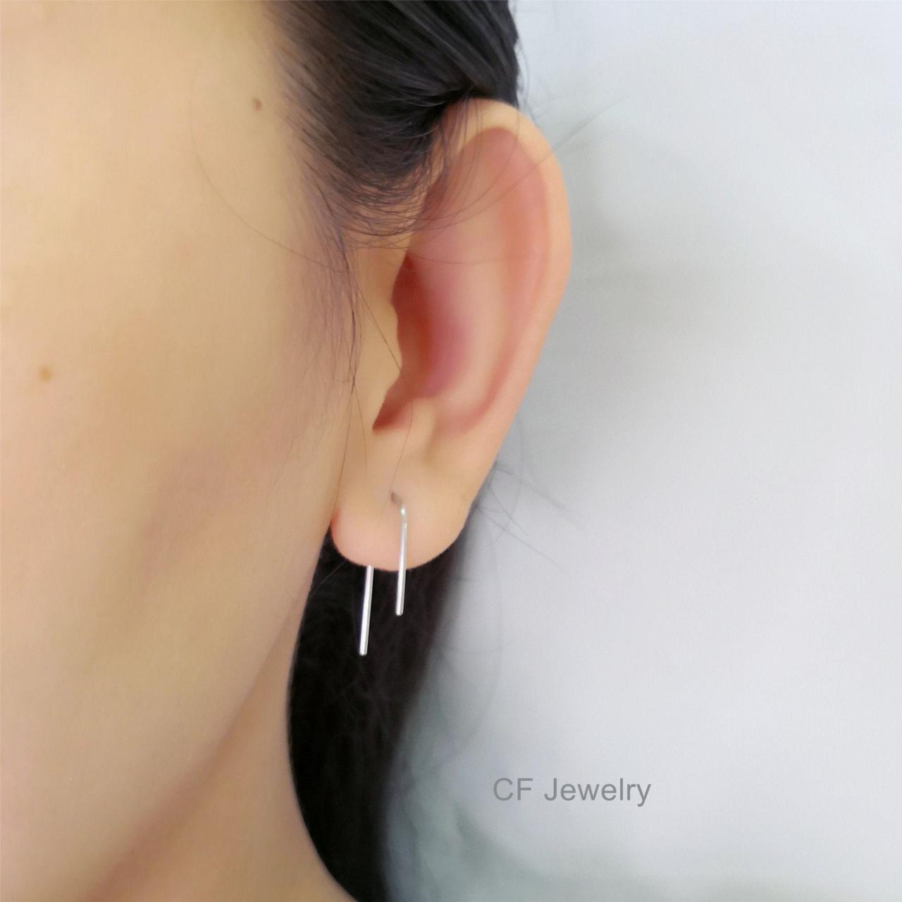 Staple Earrings, Asymmetry Arc Earrings, Arc Threader Earrings,open Hoop Earrings, Minimal Wire Earrings, Minimalist Earrings, Dainty Thread