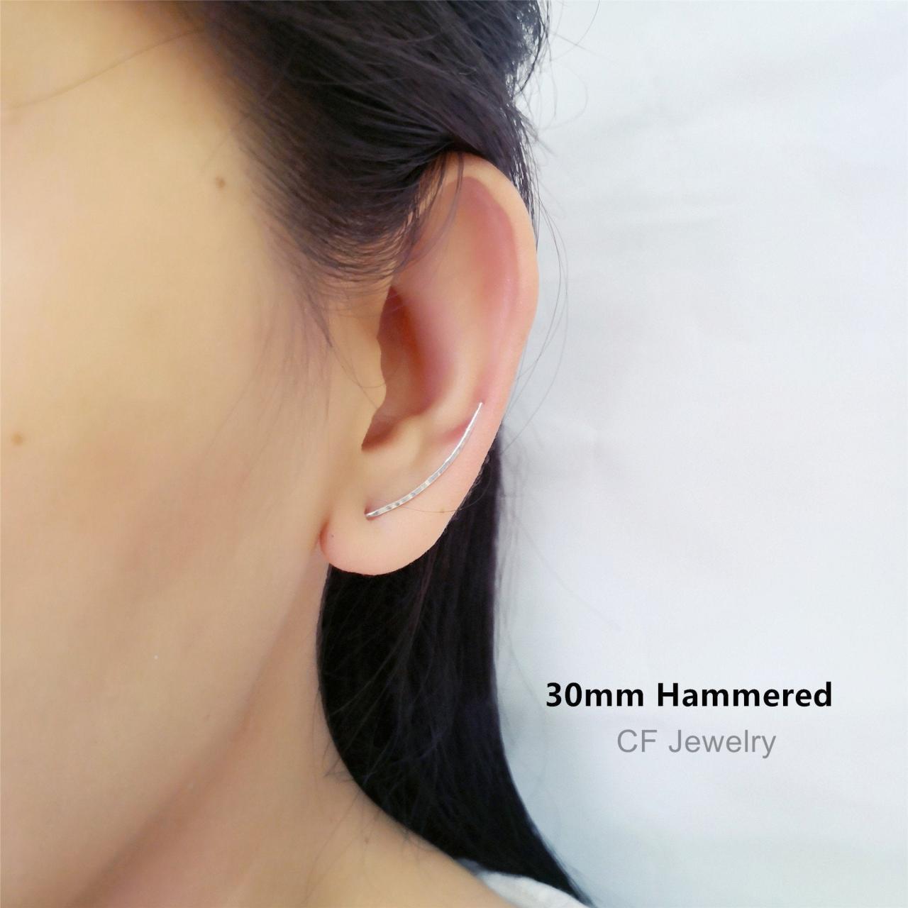 Ear Climber, Ear Crawler, Hammered And Long Ear Climber, Ear Cuff, Ear Jackets, Ear Pin, Minimal Earrings, Minimalist Modern Earrings