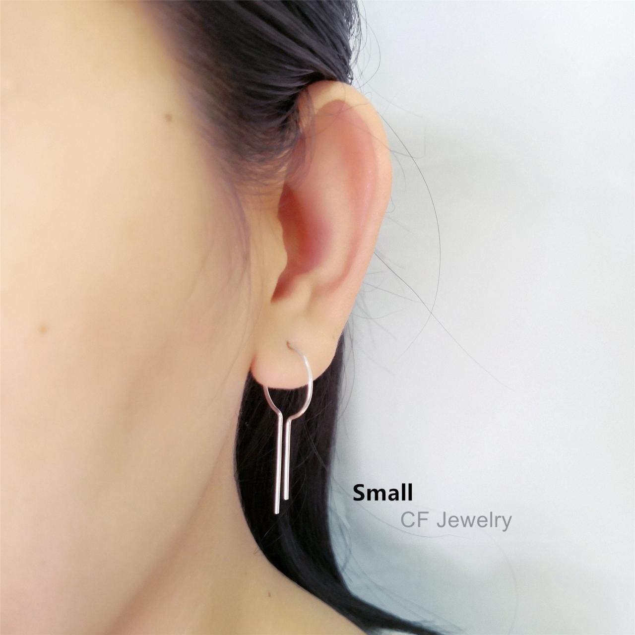 Silver Threader Earrings, Gold Hoop Earrings, Rose Gold Open Hoop Earrings, Wire Hoop Earrings ...