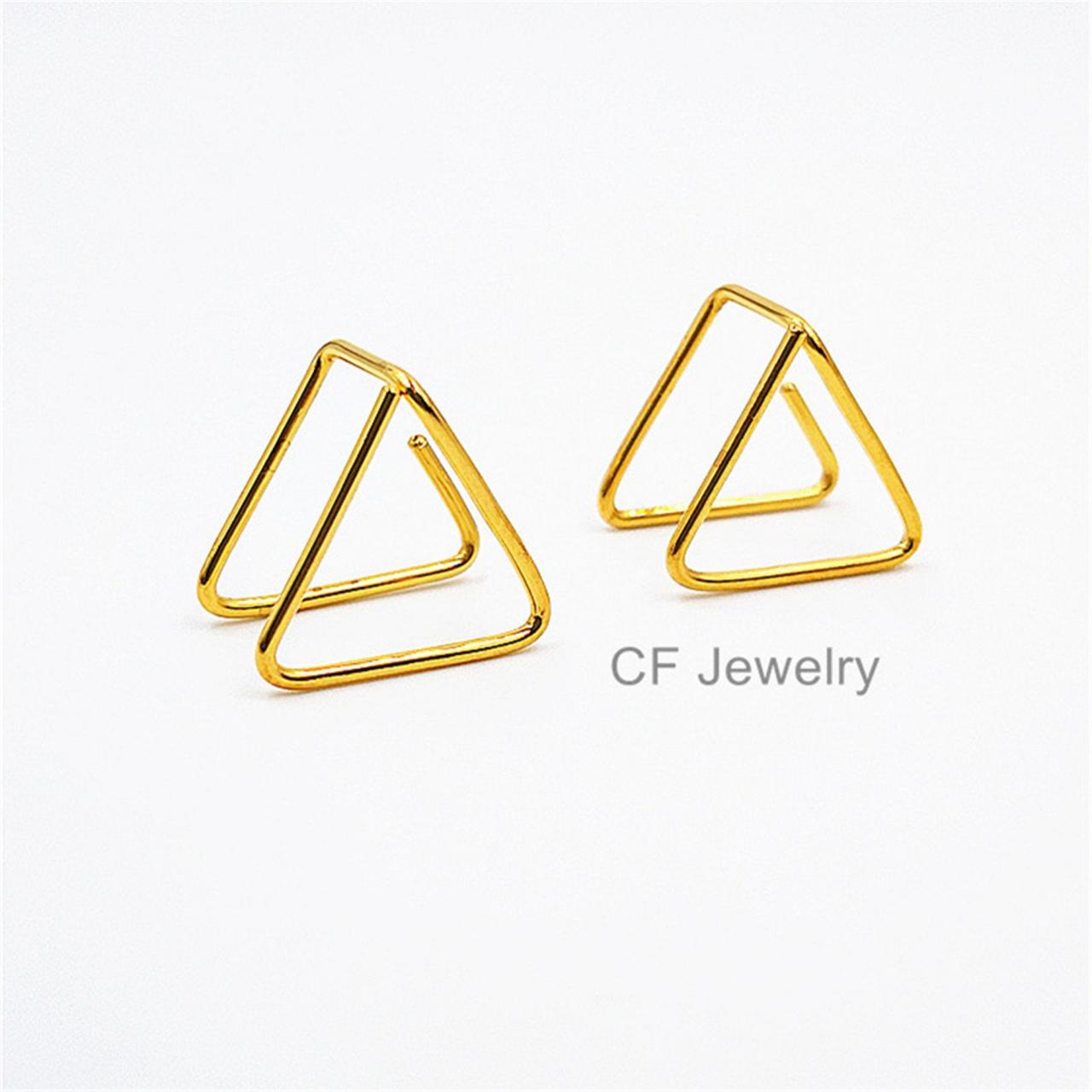 Gold Triangle Earrings Silver Triangle Hoop Earrings Rose Gold Geometric Triangle Earrings Sterling Silver Triangle Dangle Earrings