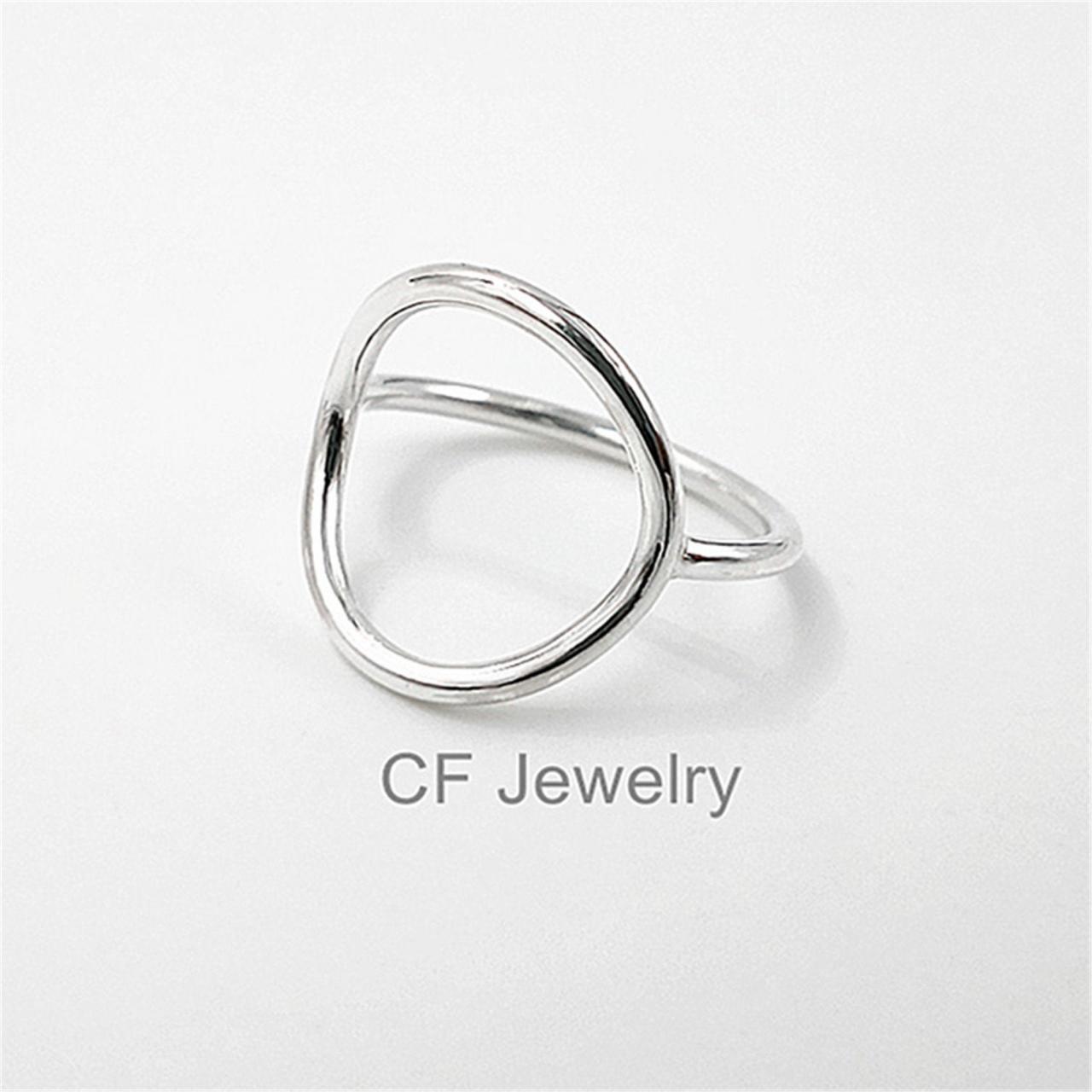 Open Circle Ring Sterling Silver Karma Circle Ring Full Circle Ring Closed Circle Ring Geometric Rings Minimalist Rings Statement Rings For Women