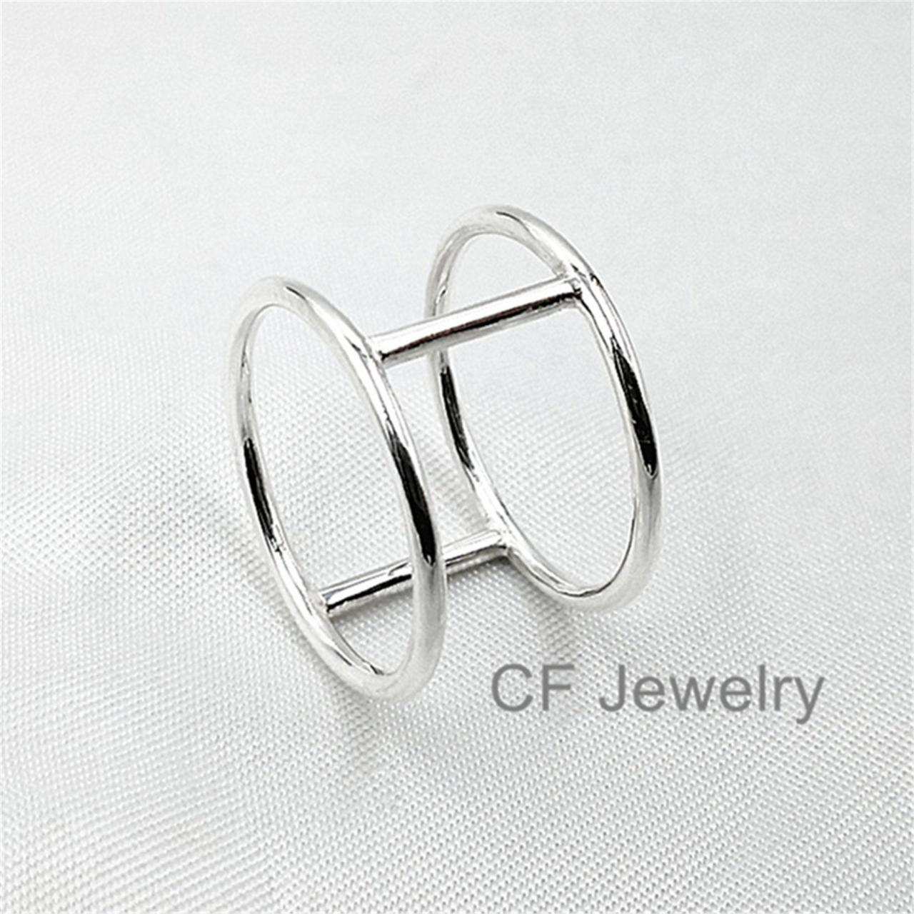 1.3mm Silver Cage Ring Gold Double Bar Ring Silver Statement Ring Rose Gold Cage Ring Sterling Silver Cage Ring Jewelry Gold Statement Ring.