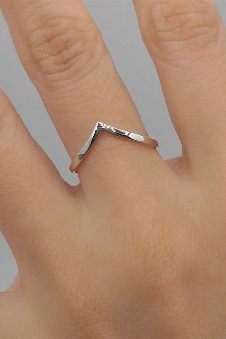 Chevron Ring Sterling Silver V Shaped Ring Wishbone Ring Stackable Chevron Rings Stacking Rings Dainty Rings Minimalist Rings