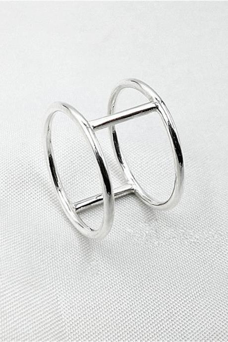Double Bar Ring Sterling Silver Cage Ring Double Band Ring Statement Ring Bar Jewelry Modern Rings Geometric Rings