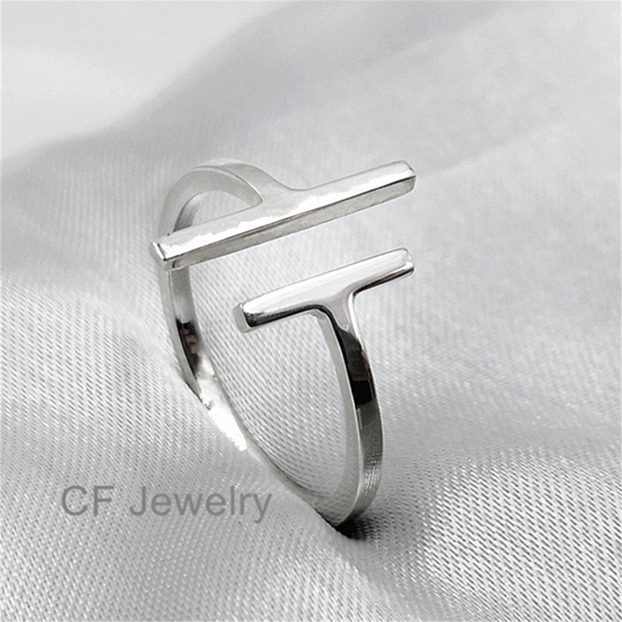 Sterling Silver Parallel Bar Ring Double Bar Ring Vertical Bar Ring ...