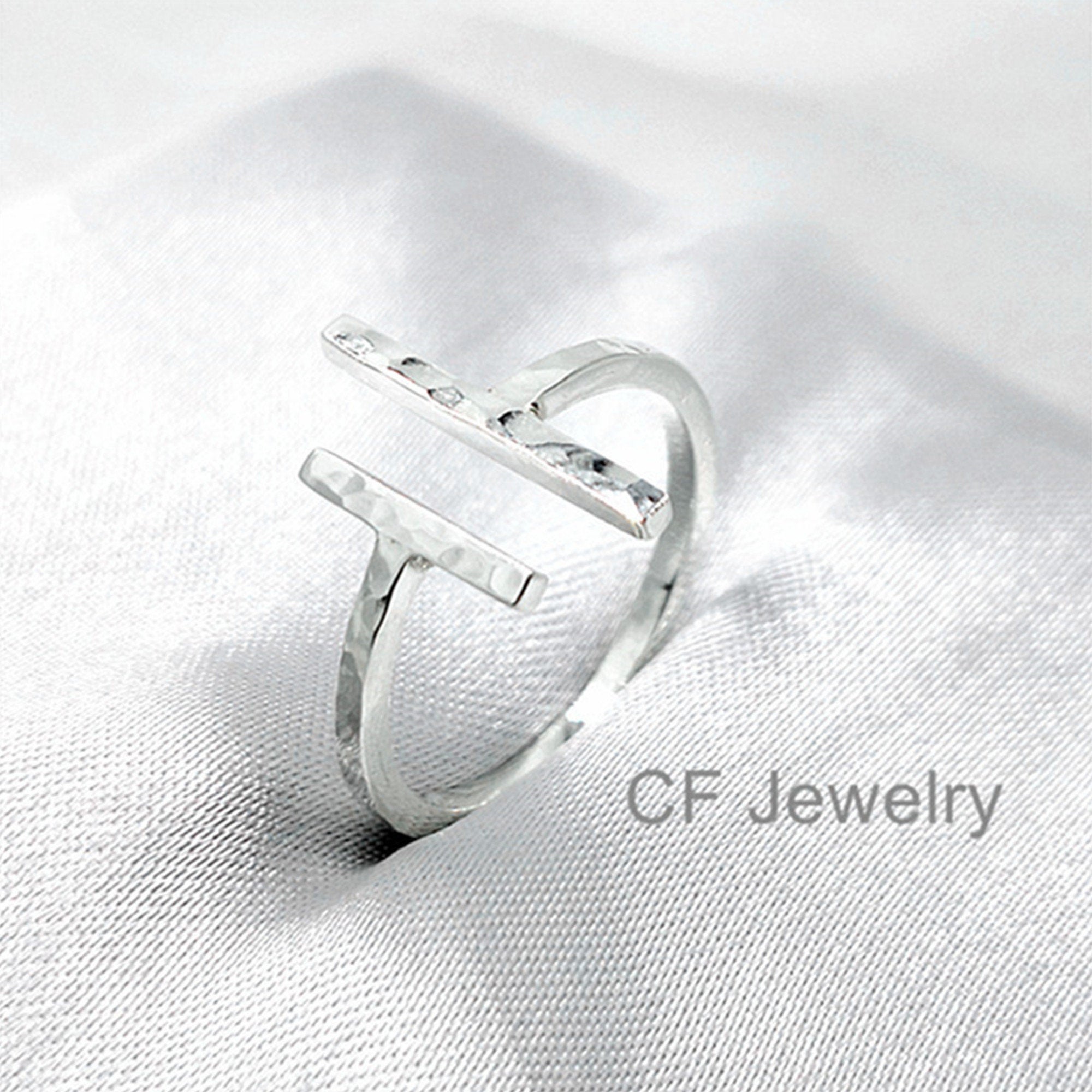 Sterling Silver Parallel Bar Ring Double Bar Ring Vertical Bar Ring ...